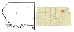 Pottawatomie County Kansas Incorporated and Unincorporated areas Wamego Highlighted
